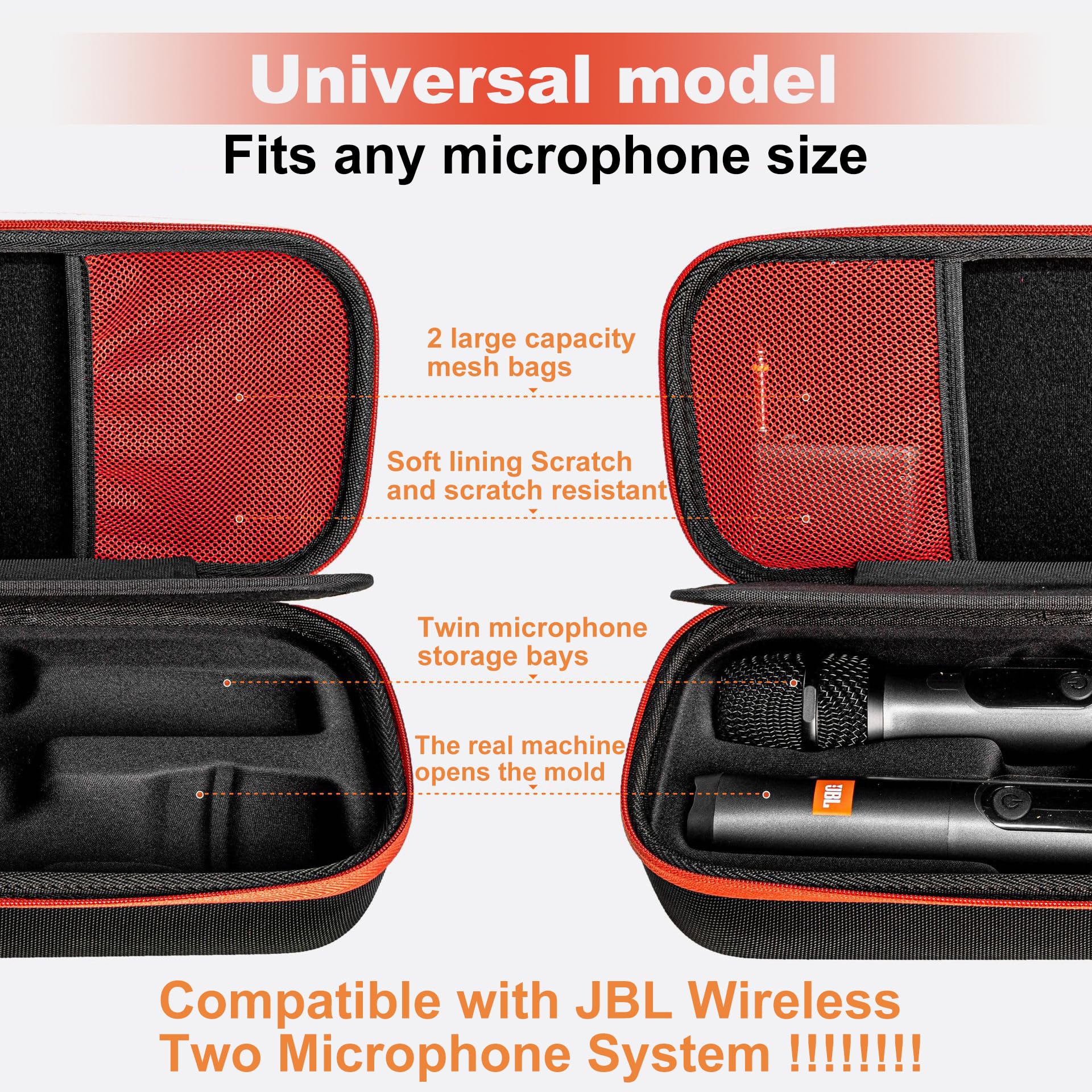 Rangement EVA pour microphone,microphone de transport, avec des espaces intérieurs séparés,pour JBL PartyBox/SENNHEISER microphone sans fil,microphones rechargeables,sac de voyage,housse de protection