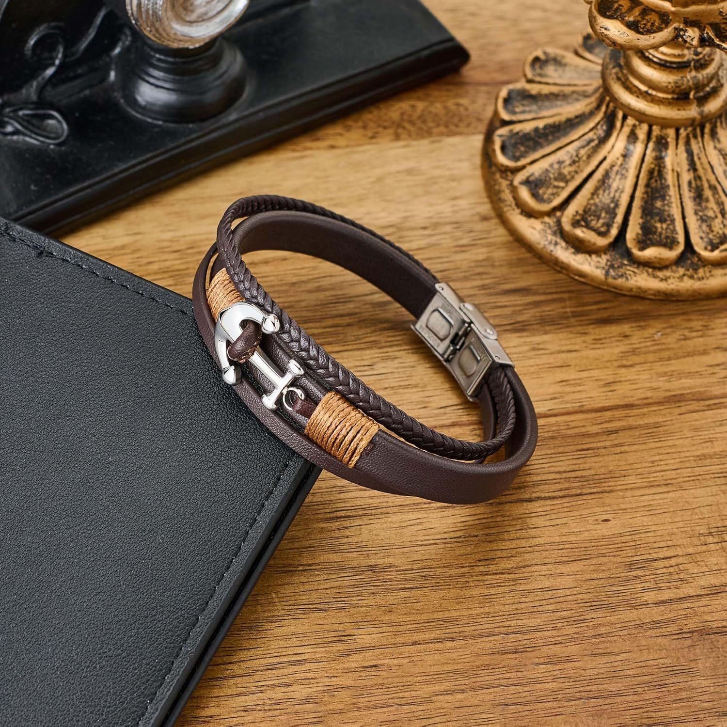 Leather Bracelet for Men, Minimalist Bracelet for Men, Black Bracelets, Fade-Resistant, Stylish Jewelry Gift for Him - Image 2