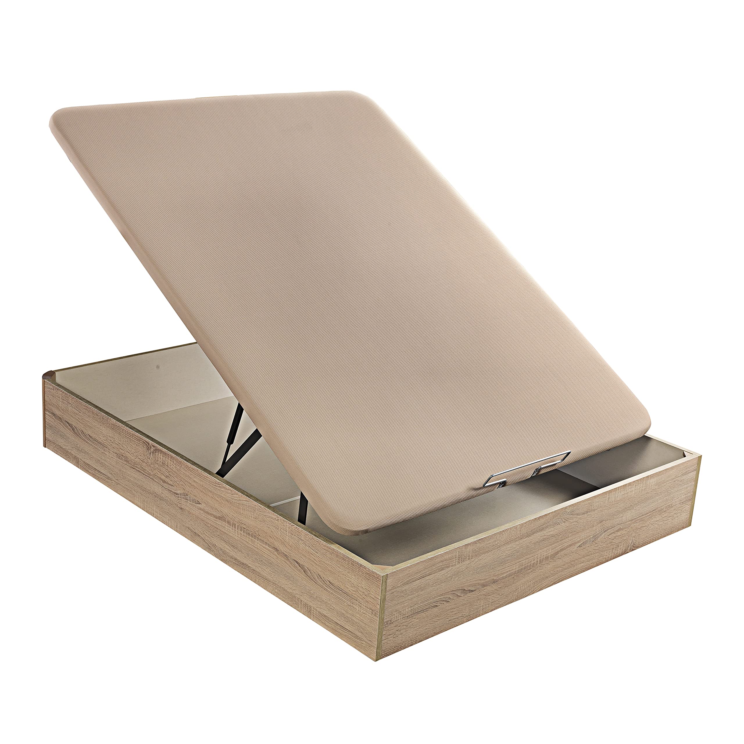 What The Sleep | Canapé Abatible de Madera Gran Capacidad | 135x190 | Montaje y Retirada Usado Incluido | Natural | 32 cm | Apto Todos Colchones | Esquinas Delanteras Redondeadas | Storage Bed
