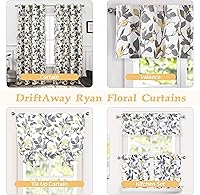 Vista 5 de DriftAway Cortinas con Lazos para Ventanas Ryan Sketch Ramas Florales Hojas Opacas con Forro Cortina con Lazos Ajustable Estilo Globo con Bolsillo