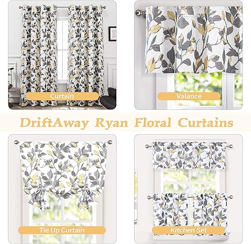 Miniatura 5 de DriftAway Ryan - Cortinas opacas para ventanas, diseño de ramas florales y hojas, con forro ajustable, con bolsillo para cortinero, para ventanas