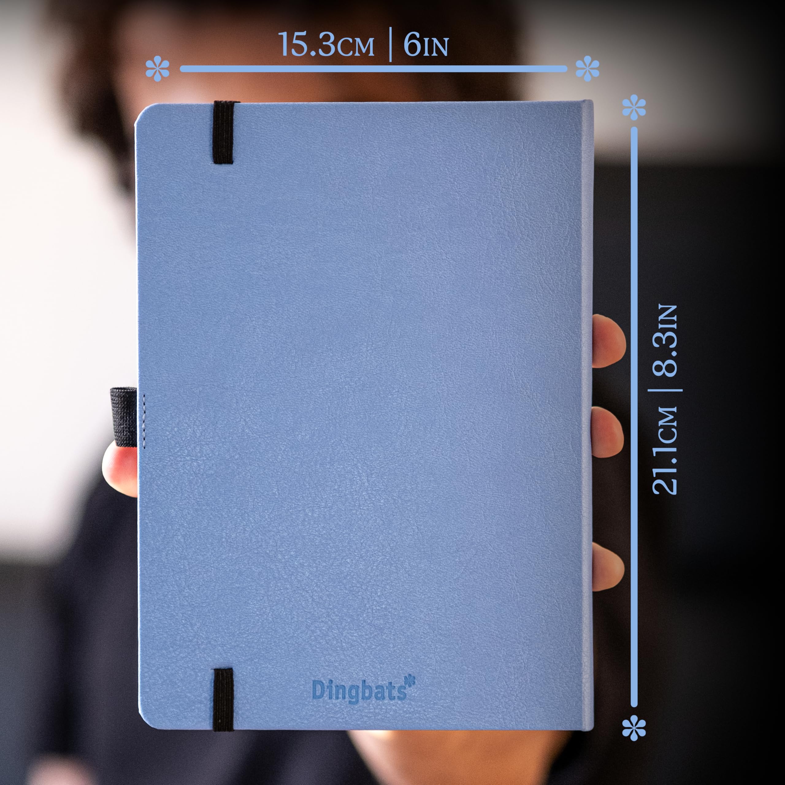 Dingbats* - Earth Cuaderno A5 Punteado - Mediano Libreta de Tapa Dura Cuero PU - Cierre Elástico, Soporte para bolígrafos, Marcador