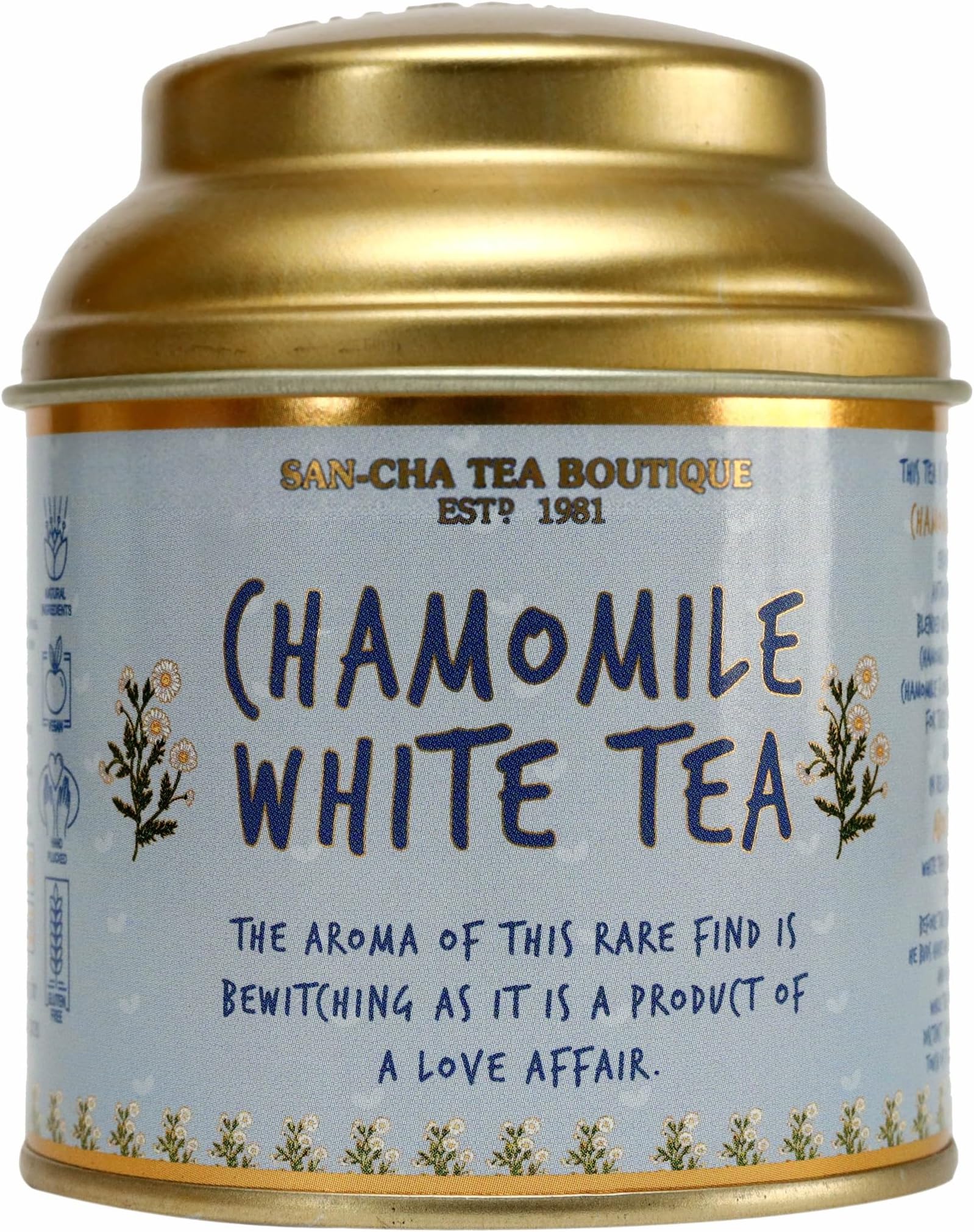 Sancha Chamomile White Tea | 25g Loose Leaf | Silver Needle White Tea with Chamomile Blossoms | Floral & Smooth