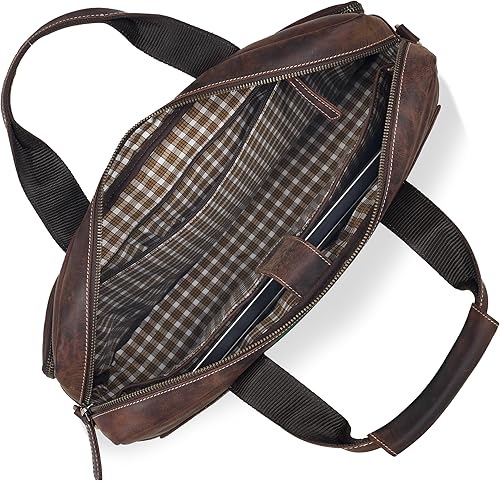 Vista 39 de Oak Leathers Leather Messenger Bag for Men and Women - Laptop Briefcase Bag For College, Office, Adjustable Shoulder Strap Nuez