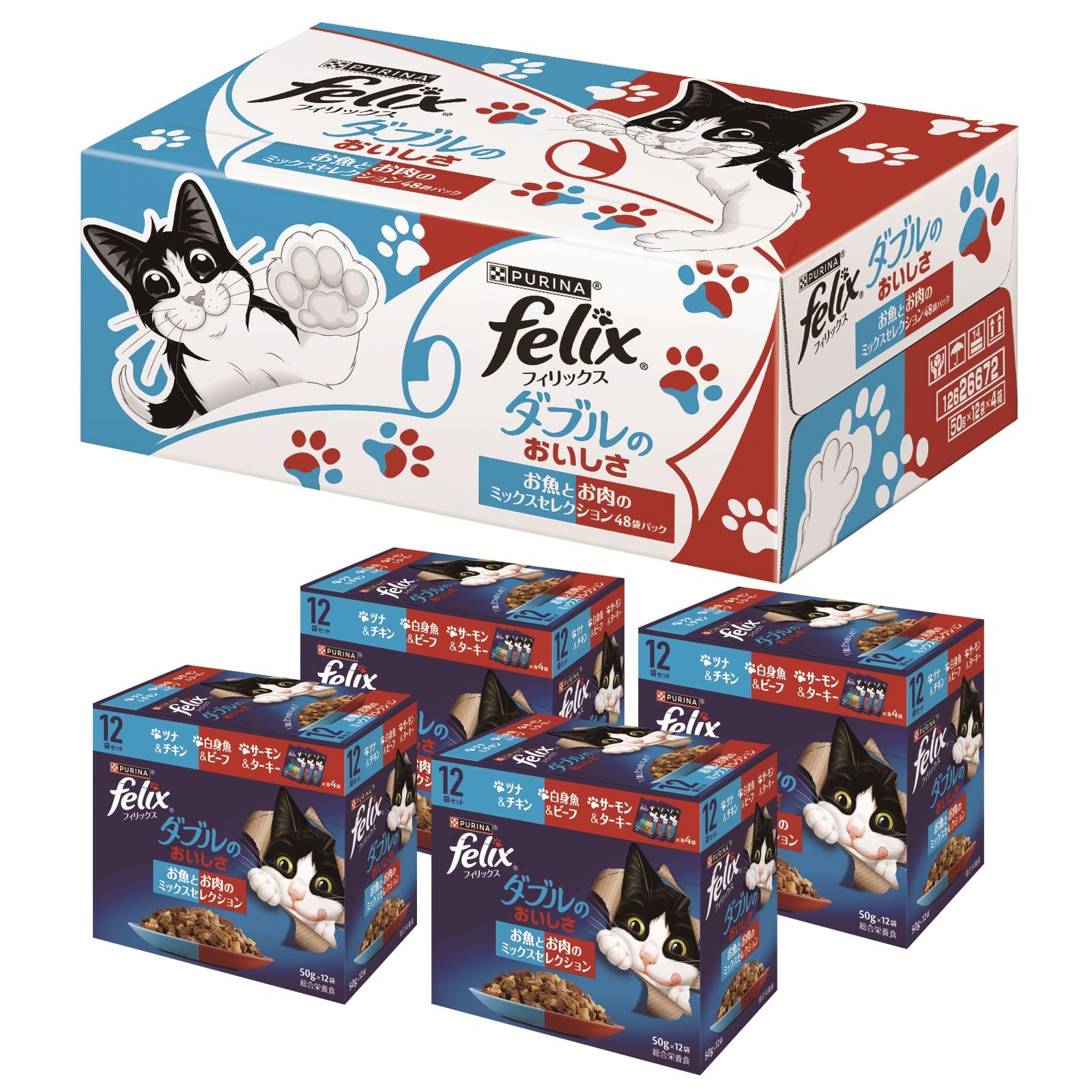 Amazon.co.jp: フィリックス パウチ ダブルのおいしさ お魚とお肉の