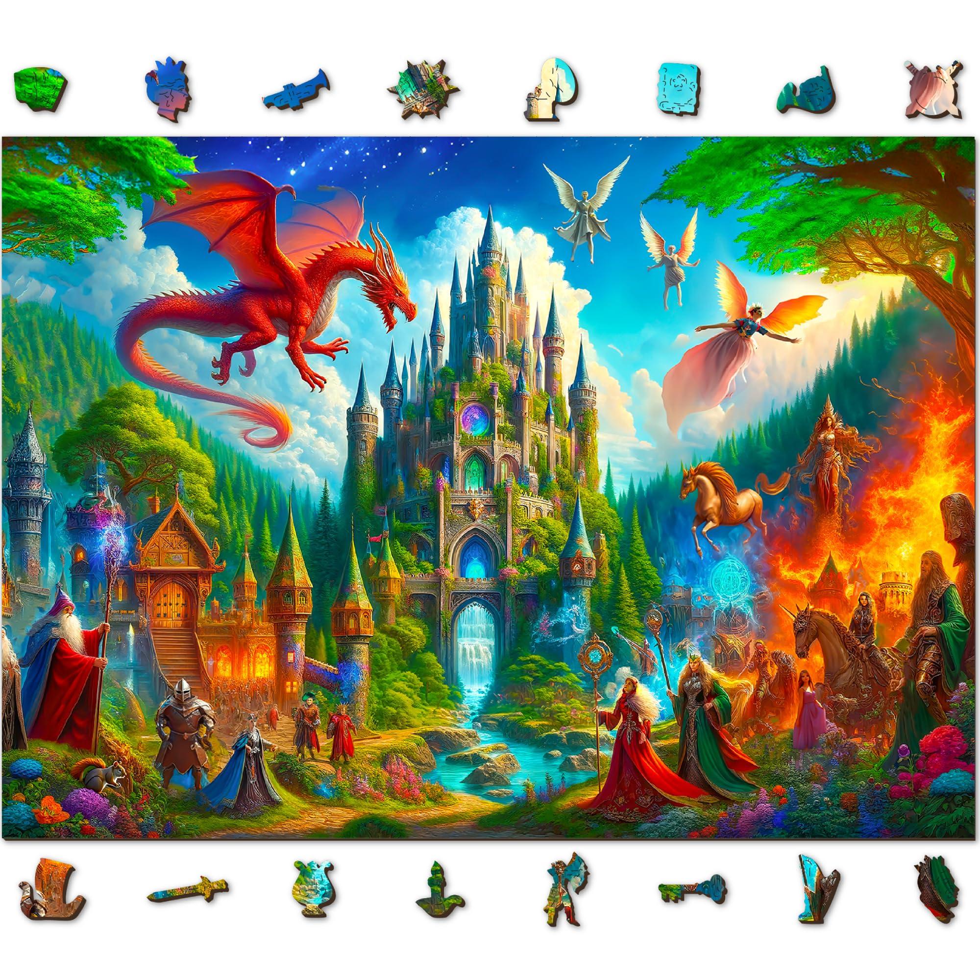 WOODEN.CITY Enchanted Tales: Wooden Jigsaw Puzzles for Adults 1000 Pieces Set including 100 Whimsies