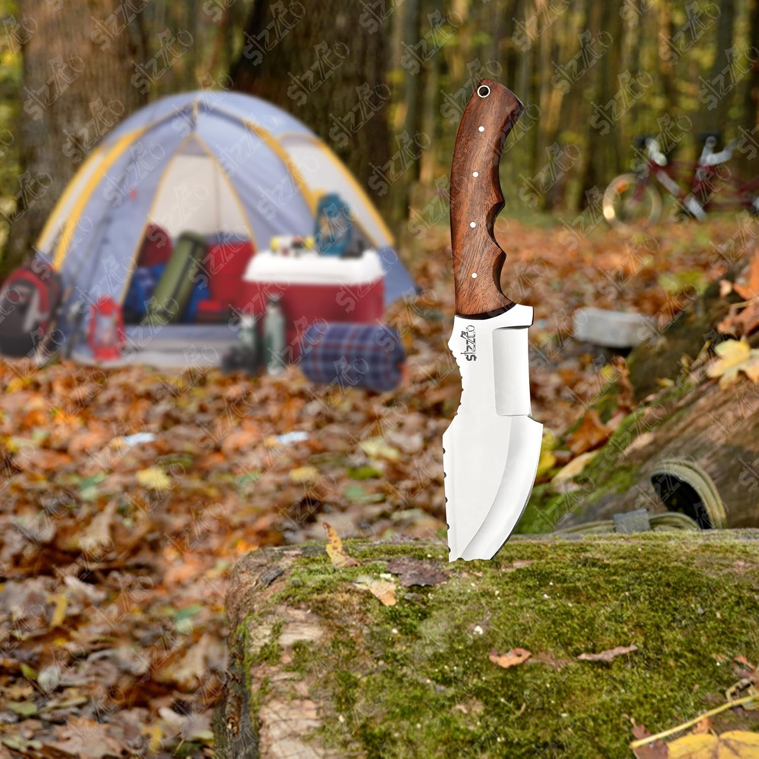 Beautiful Custom Handmade 10" D2 Steel Tracker with Rose Wood Handle - Fixed Blade Hunting & Survival Knife - Horizontal Carry Sheath - Bushcraft EDC Knife for Camping & Outdoors