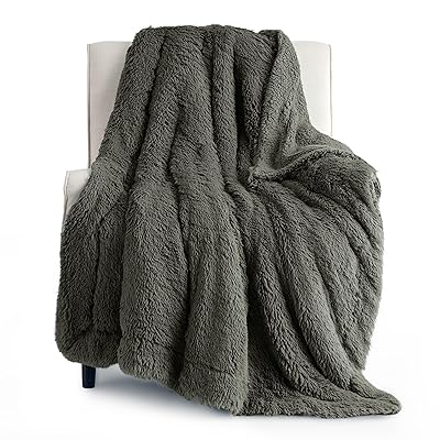 Bedsure GentleSoft Fluffy Sherpa Fleece Faux Fur Blankets Queen Size for Bed, Bedroom Decor Winter Bedding Thick Warm Full Queen Blankets, Fuzzy Plush Soft Heavy Mink Cozy Gifts, Tie Dye Grey, 90x90