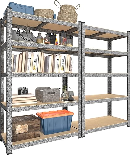 Paquete de 2 estantes de almacenamiento de 28 pulgadas de ancho x 12 pulgadas de profundidad x 59 pulgadas de alto Estantería de garaje ajustable