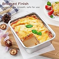 Vista 5 de Onader - Bandeja para lasaña profunda, rectangular de acero inoxidable de 10 x 8¼ pulgadas, bandeja para hornear de metal, apta para horno