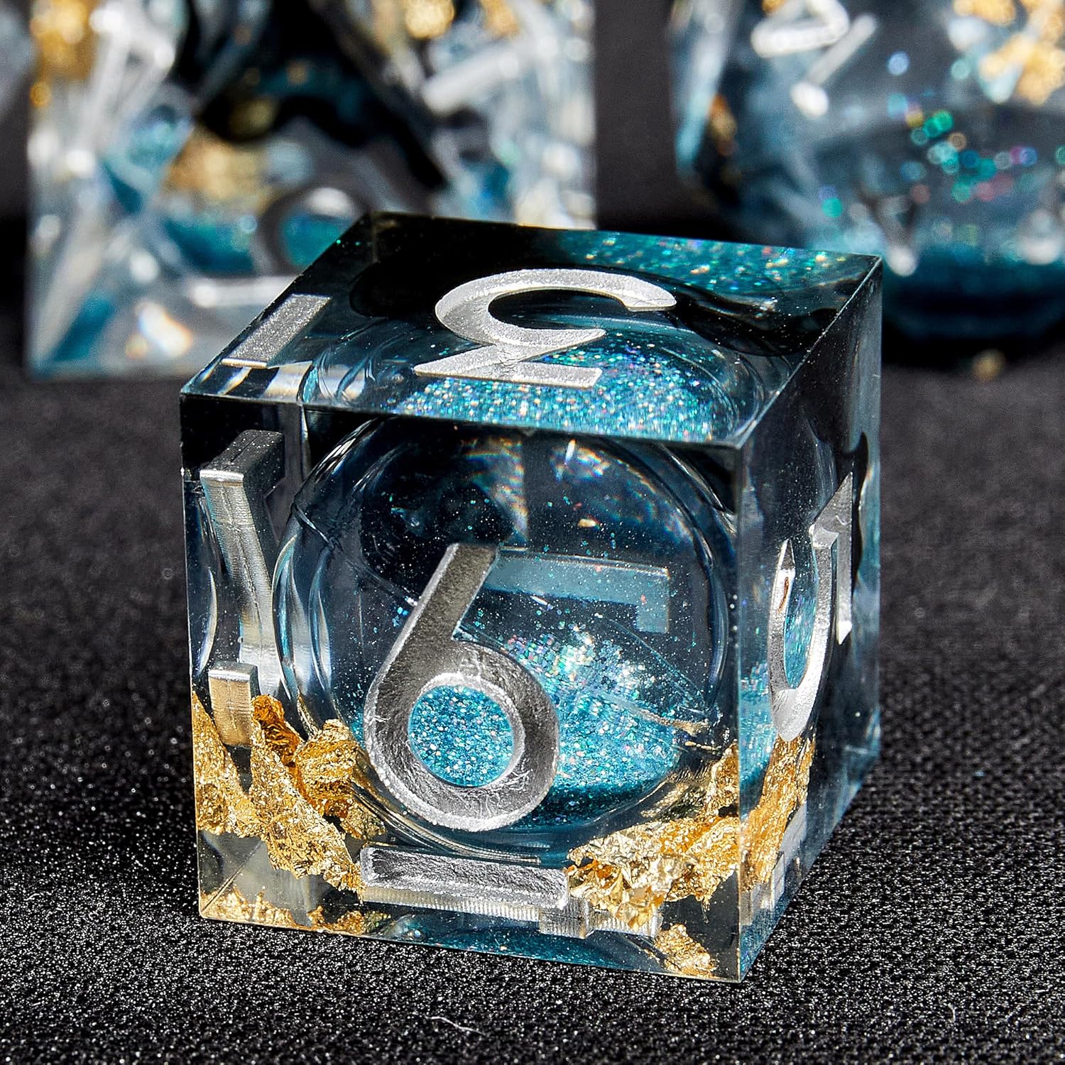 MS hong DND Dice Sharp Edge Polyhedral Dice 7Die Elegant Deep Blue Quicksand