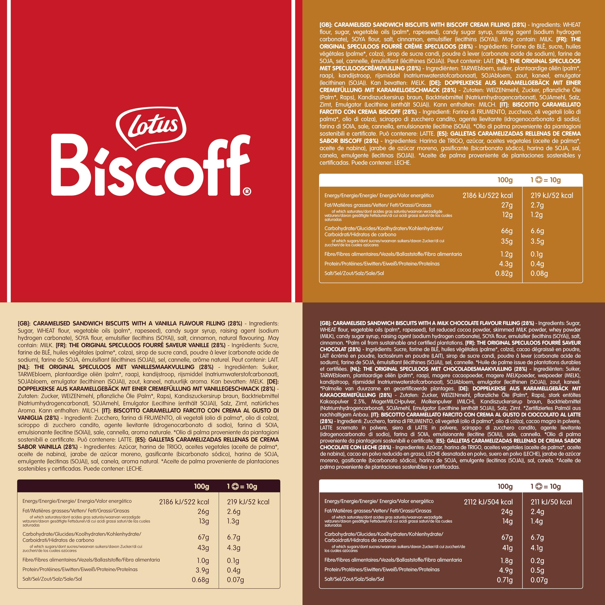 Lotus Biscoff Paquete Variado Galleta Sándwich 3 Sabores 16 x 50g 800g