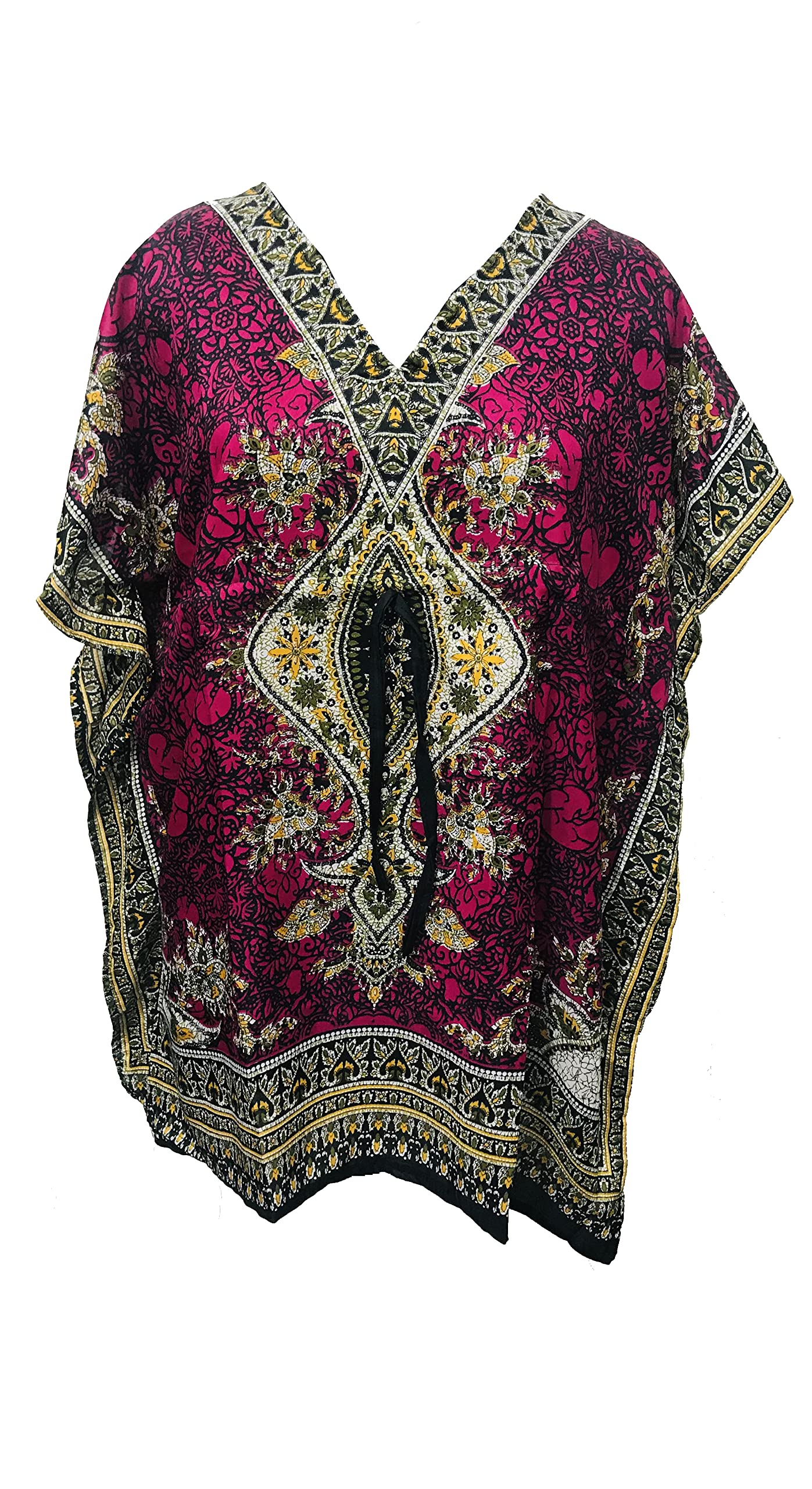 Kunal Art & Crafts Short Kaftan Floral Print Ethnic Caftan Kimono Dress Dresses for Women Plus Size Cover ups for Swimwear Beachwear Abaya Dresses for