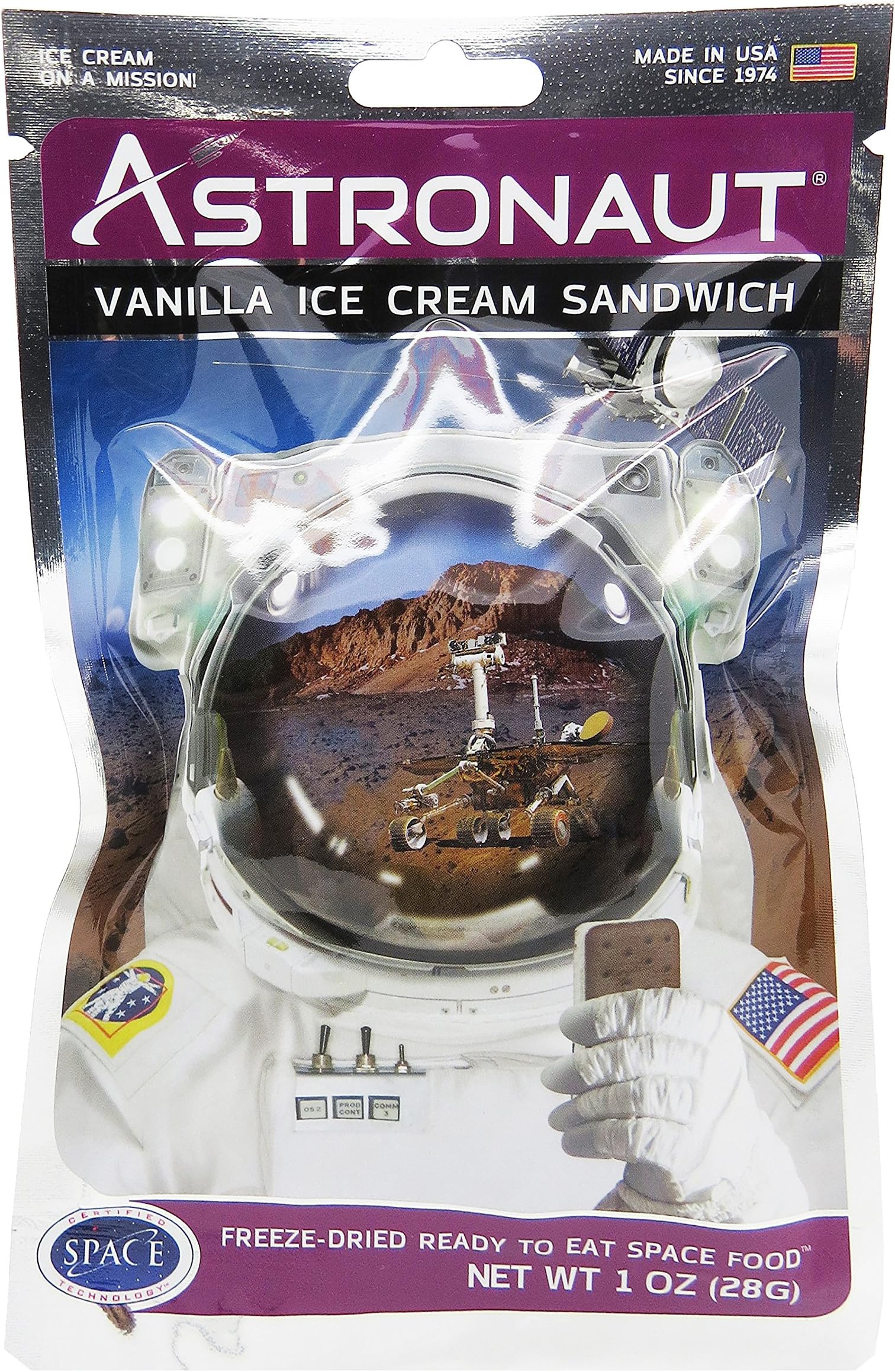 Backpacker's Pantry Astronaut Foods Freeze-Dried Ice Cream Sandwich, NASA Space Dessert, Vanilla, One Serving Pouch,Multi,102207