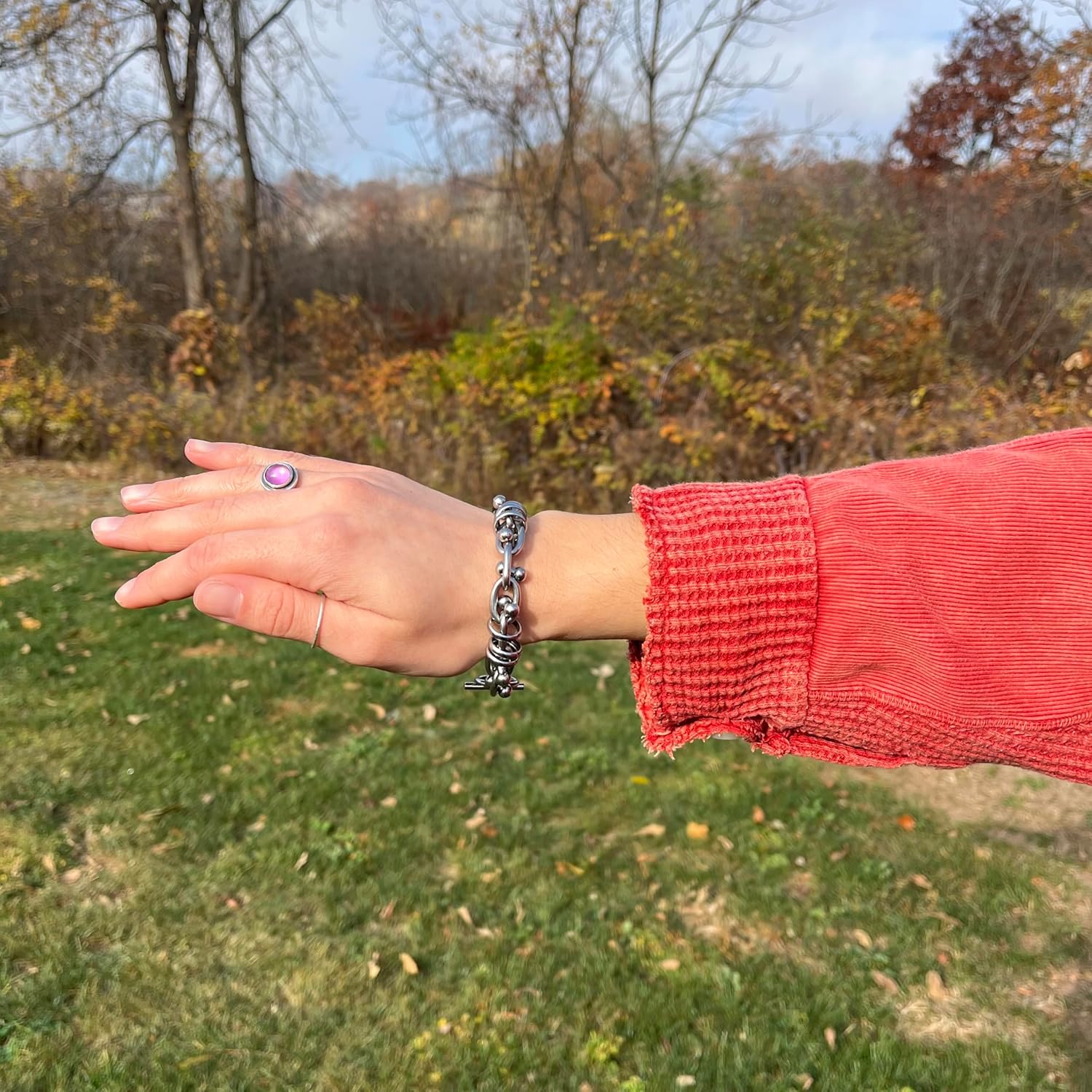 Pierced Owl 316L Stainless Steel Barbell Chain Link Bracelet - Image 5