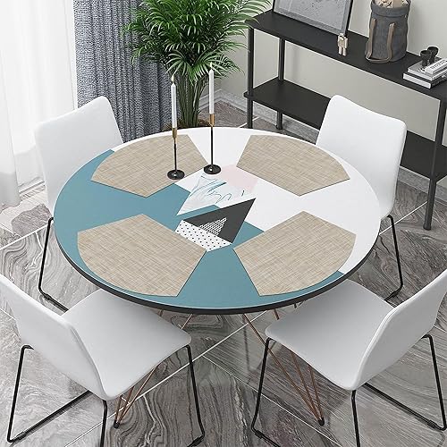 Miniatura 14 de SHACOS - Manteles individuales de PVC para mesas redondas, manteles individuales con curvatura, antideslizantes, resistentes al calor, de vinilo,