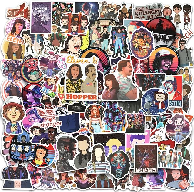 Yezmo Stranger Thing Stickers 100 PCS, US TV Stickers Stranger Thing Season 4 Stickers Vinyl Stickers for Adult Waterproof Stickers for Water Bottles Laptop Skateboard Sticker Gifts