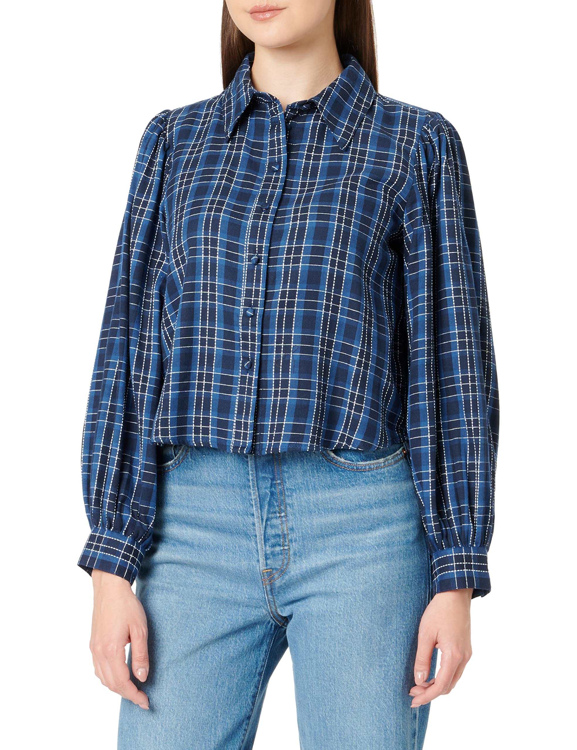 Only Onlnew Sandra LS Check-Camiseta de Manga Corta Blusa (Pack de 2) para Mujer
