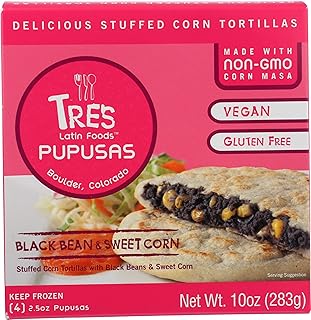 Tres Latin Foods, Black Bean & Sweet Corn Pupusas, 4-count, 10 oz (frozen)