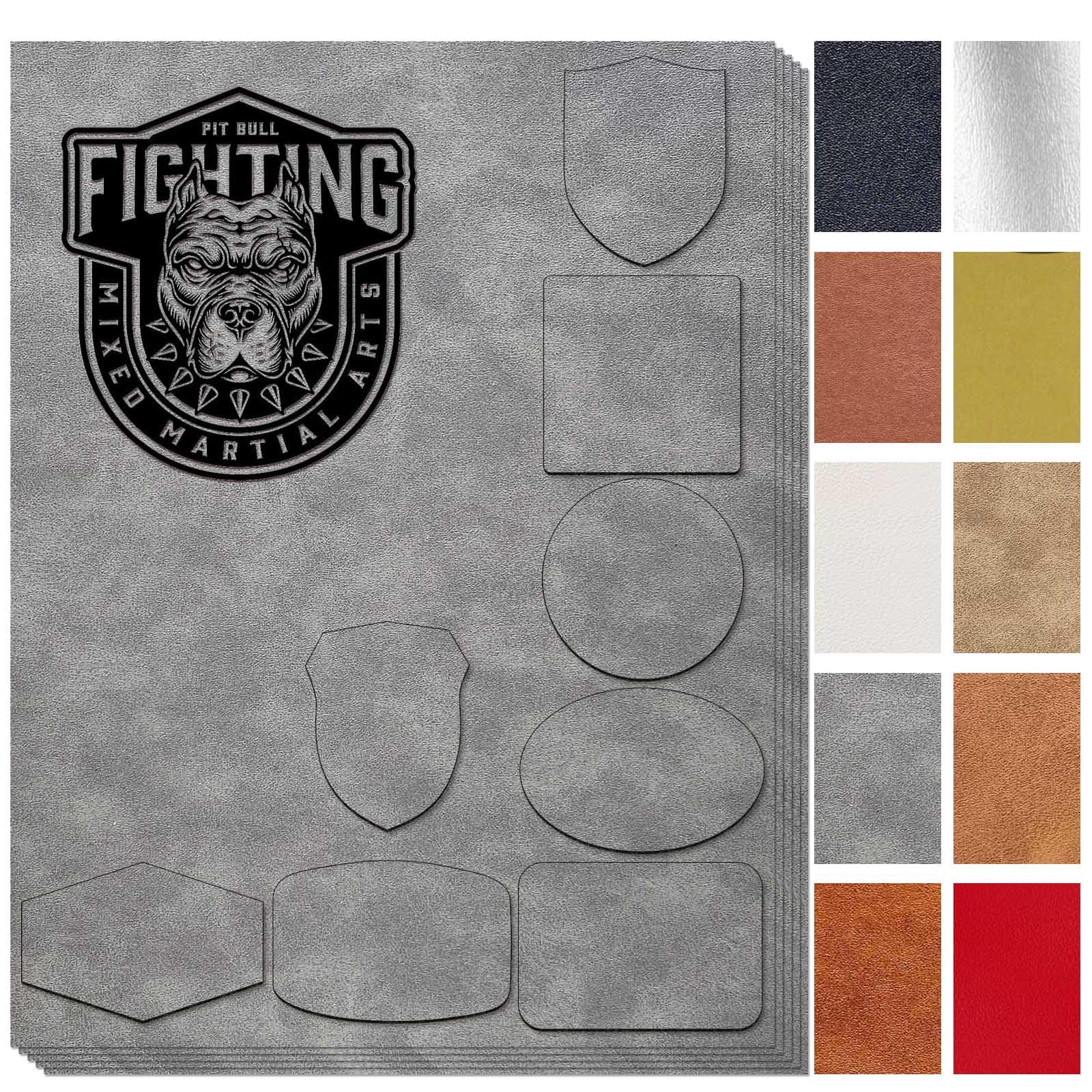 Photo 1 of [Gray] Blank Leather/Leatherette Hat Patches for Laser Engraving Iron-on with Heat Press Adhesive Backing,Laserable Faux Pu Leatherette Sheets Material Supplies(5 PCS)