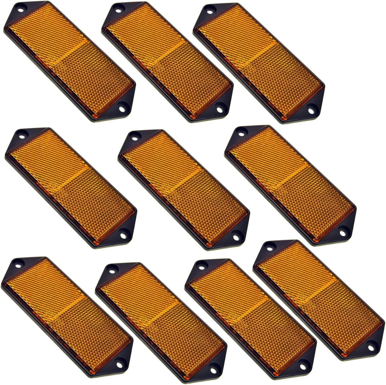 Amber Large Rectangular Side Reflector Pack of 10 Trailer Fence Gate Post TR067