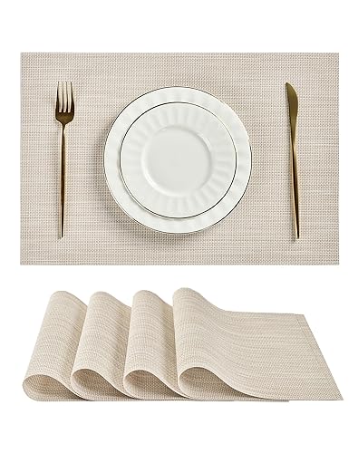 Leetaltree Beige White Placemats Set of 4 - Heat Resistant