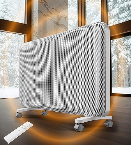 Convection Infrared Space Heaters for Large Room, 1500W Electric Heater with Thermostat, 24H Timer,360 Whole-Room Heating, Heaters with Tip-over &