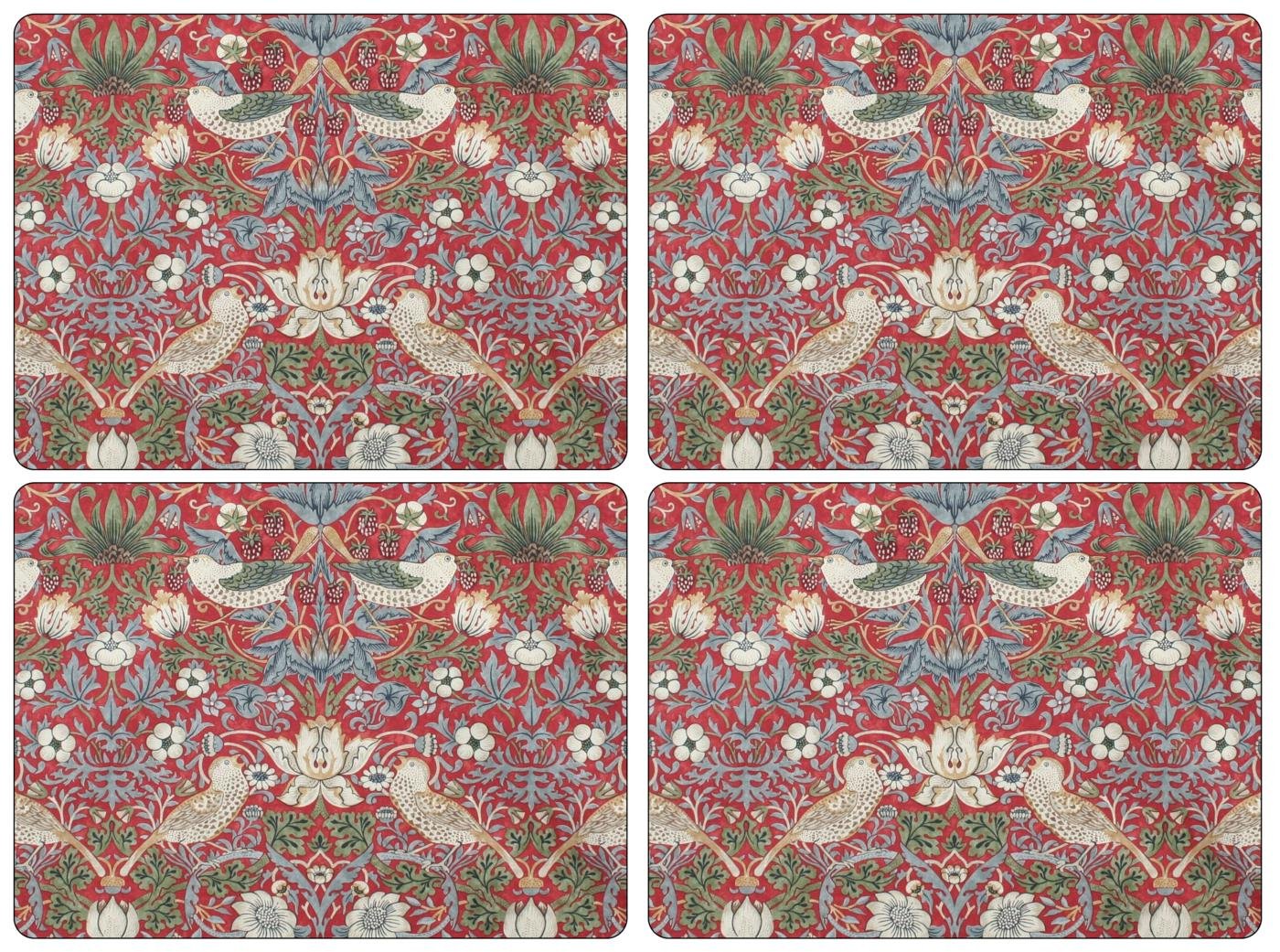 Pimpernel Multi-Colour Portmeirion Home & Gifts Strawberry Thief Red Placemats S/4 (S), Wood, X 40.1 X 0.58 Cm Size 29