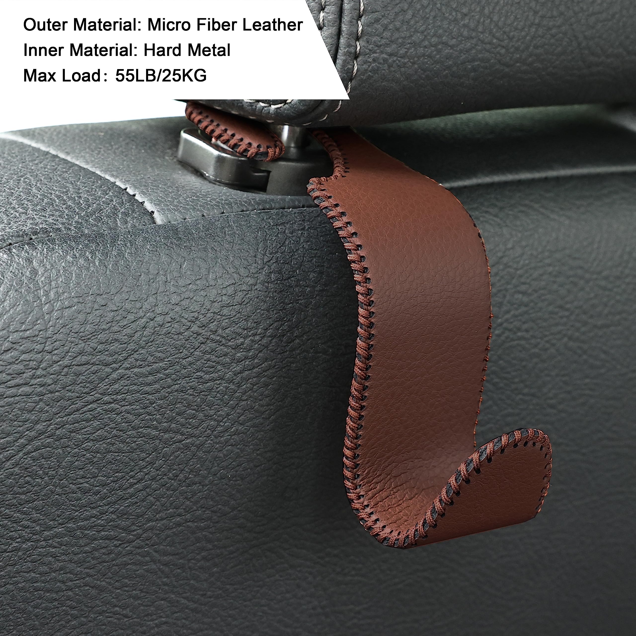 4-Pack Car Headrest Hooks Holds 55lbs Seat Storage Organizer for Bags view 5