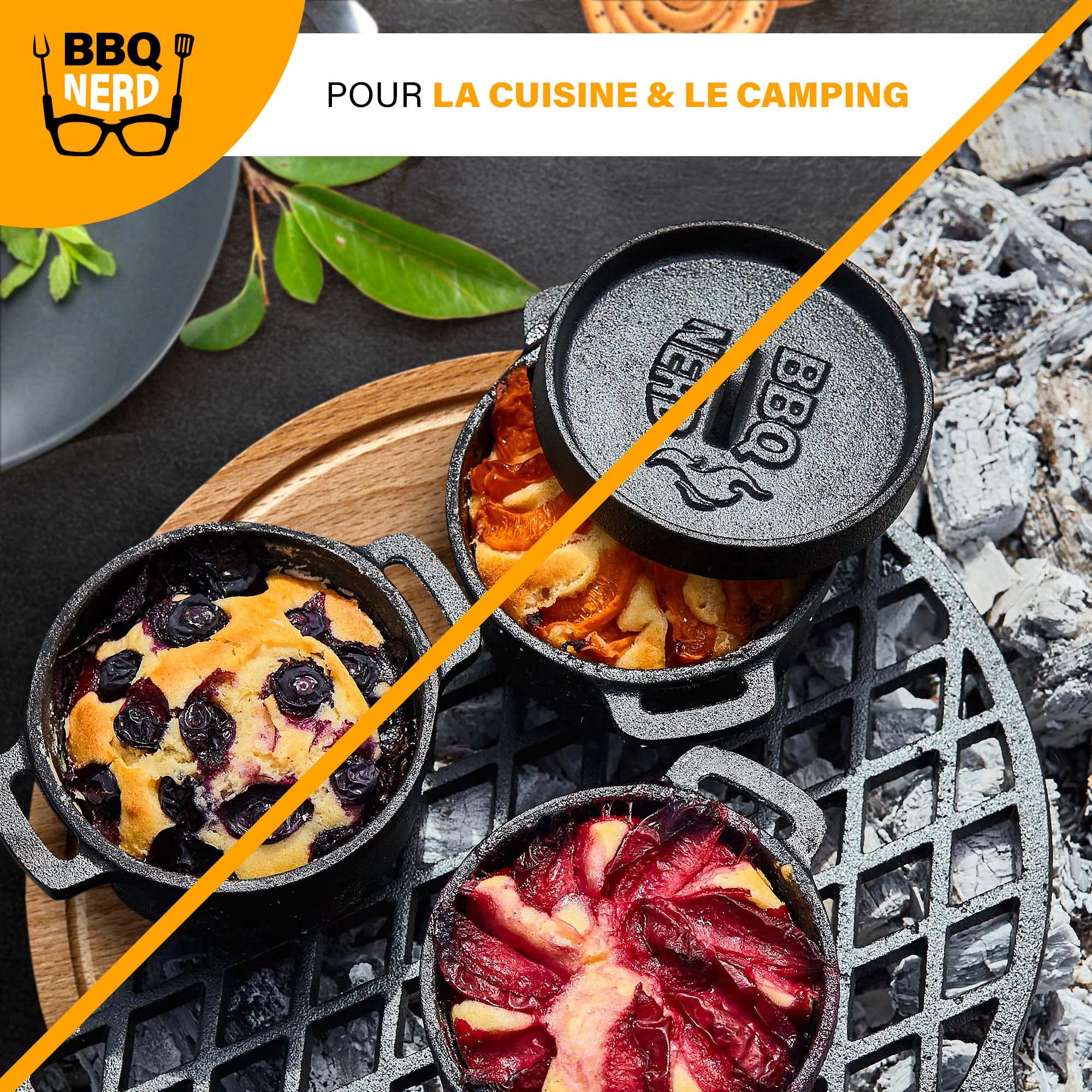 BBQ-Nerd© Mini marmite en fonte avec couvercle 11 x 5 cm pour barbecue, foyer, four, cuisinière, marmite de service, casserole à pain, cocotte, casserole réfractaire en fonte
