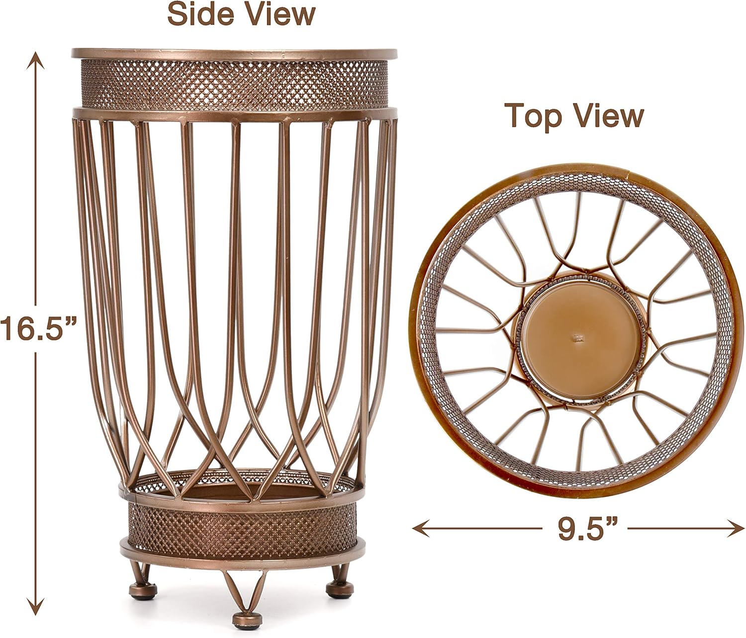 Dualplex Super Quality Umbrella Stand, Umbrella Holder, Antique Look Metal, Entry Hallway Décor, w/Removable Drip Tray. Home, Office Decoration Rack Holds Umbrellas Canes Walking Sticks (Round)