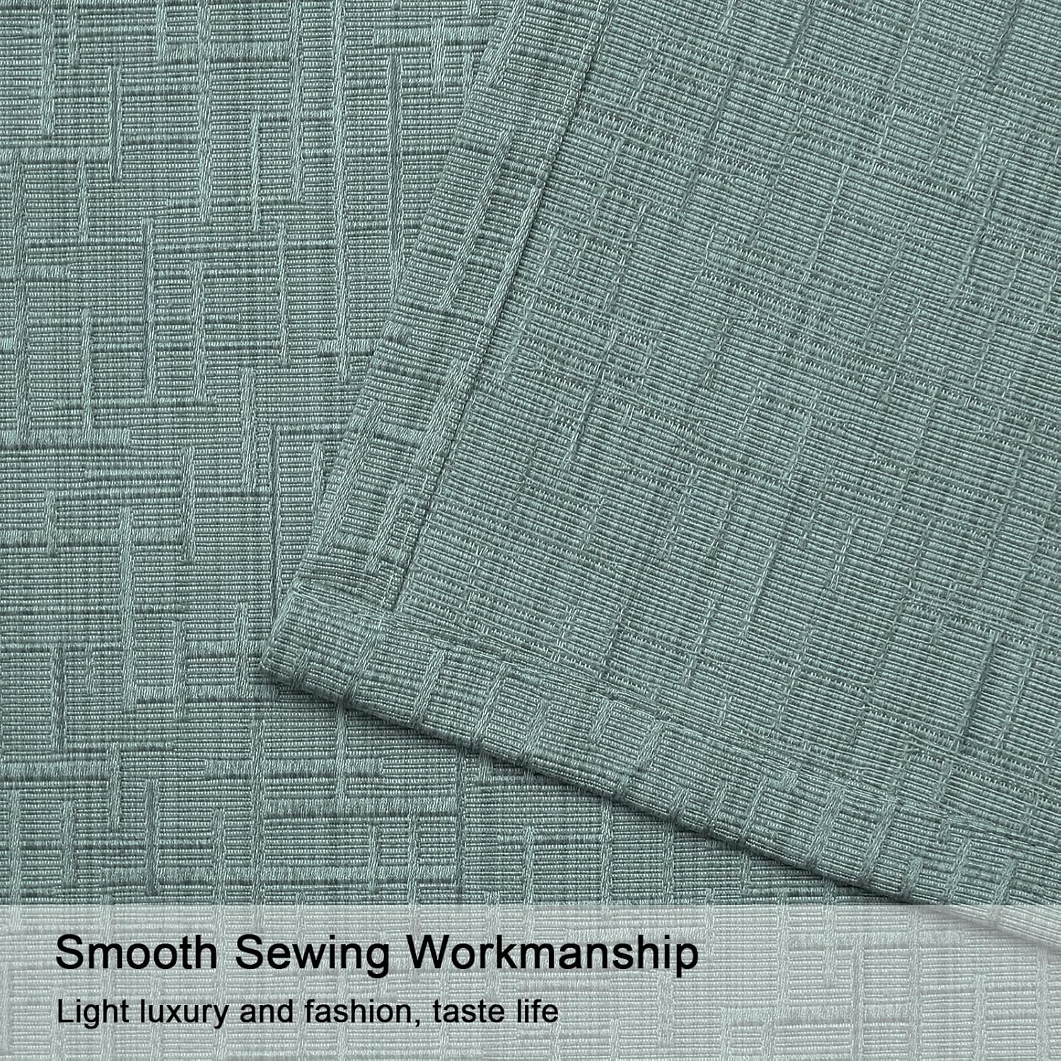 Jacquard Linen Curtains 63 inch Length 2 Panels Thick Faux Linen Blended Window Drapes Burlap Textured Curtains with Grommet for Living Room Bedroom Farmhouse (42x63 Lake Blue) Natural