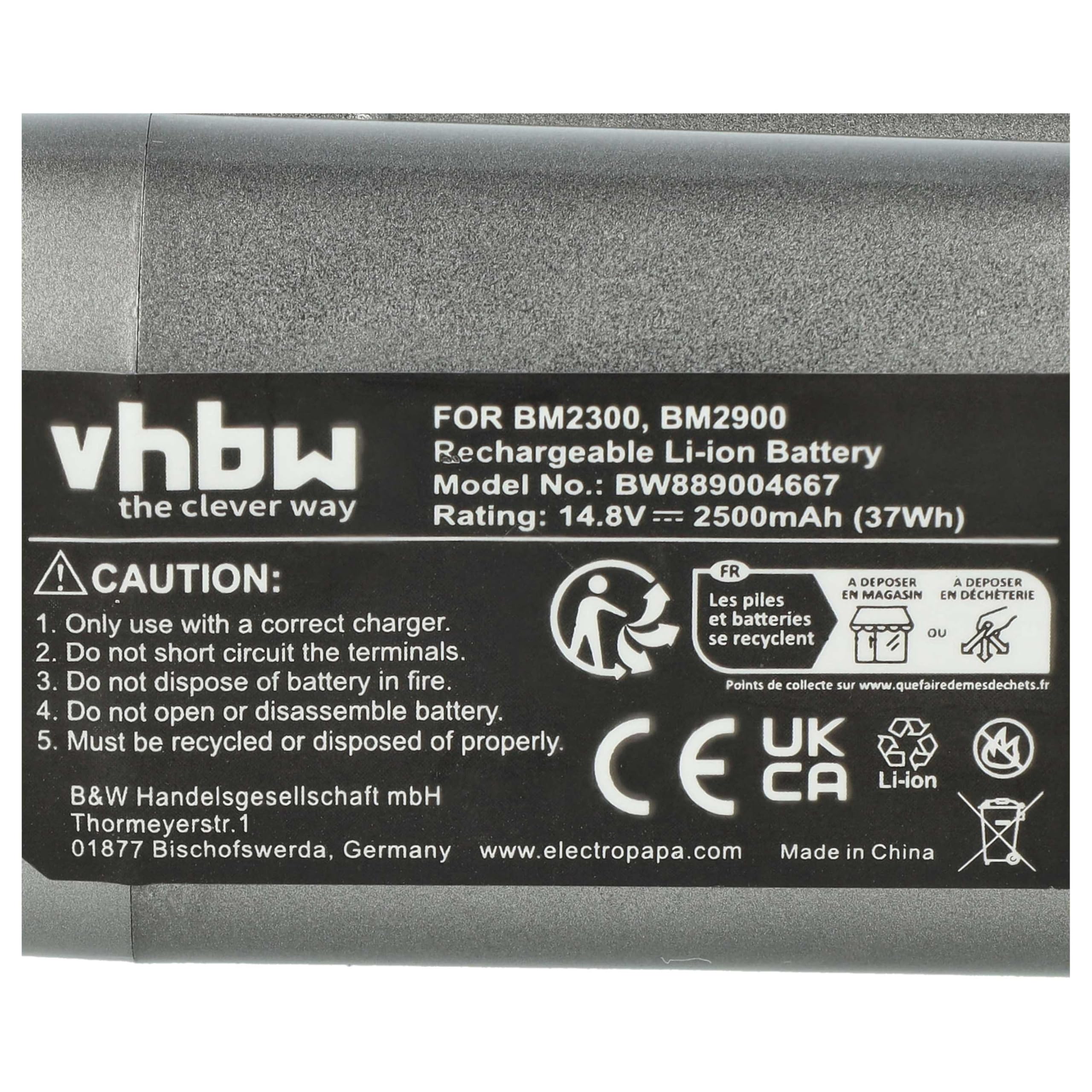 vhbw Cargador Incl. batería (2500 mAh) Compatible con Daiwa forsemaster SB300MJ-L, SB400MM, SB300MT baterías Li-Ion