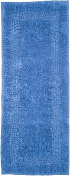 Bedford Home Reversible Long Bath Mat - 60x24-Inch Plush Cotton Bathroom Runner - Machine Washable Bath Mats for Bathroom, Kitchen, or Laundry Room Blue