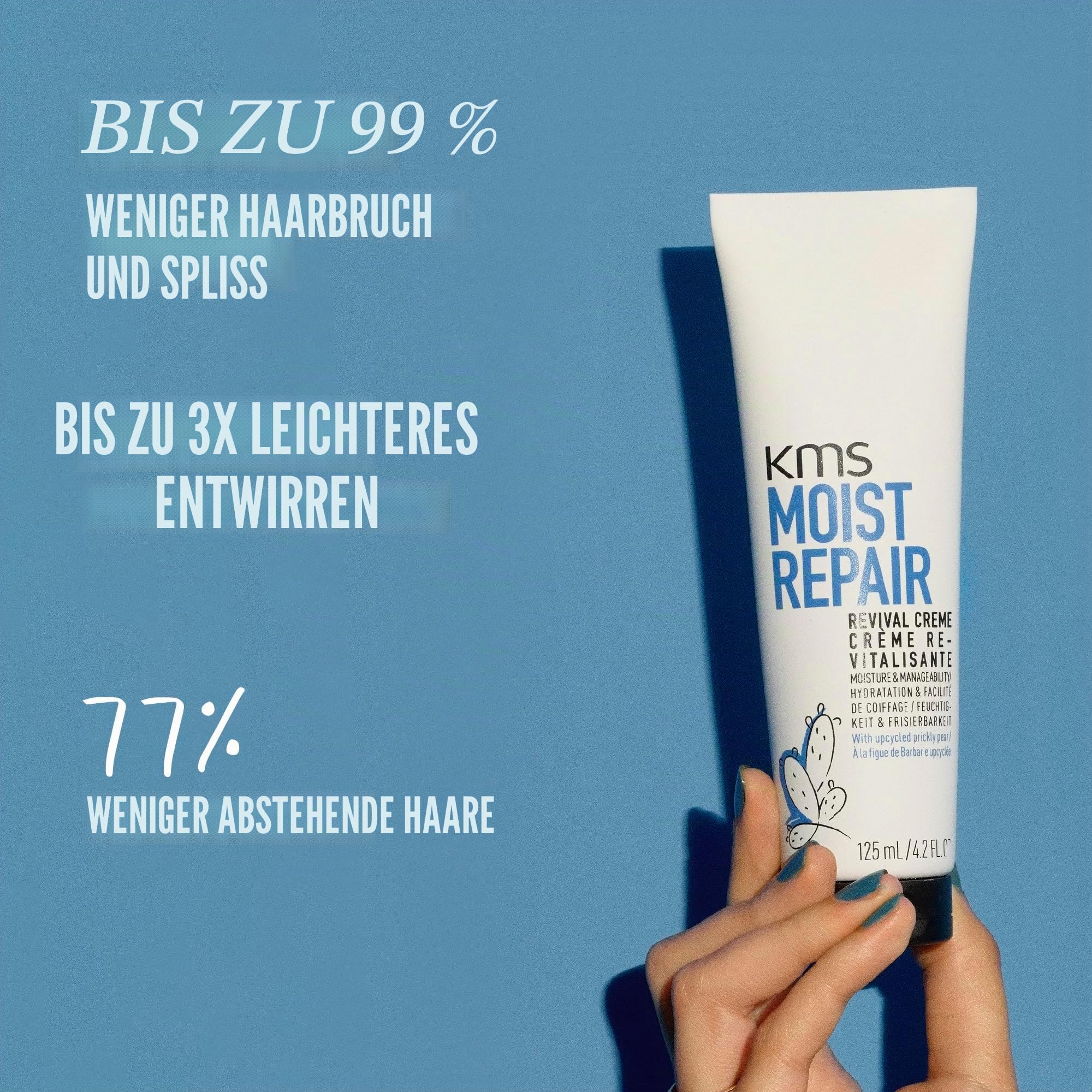 KMS MoistRepair Revival Creme, 125 ml, verbesserte Formel, Feuchtigkeit und Handhabbarkeit, mit upgecycelter Kaktusfeige, vegane Formel