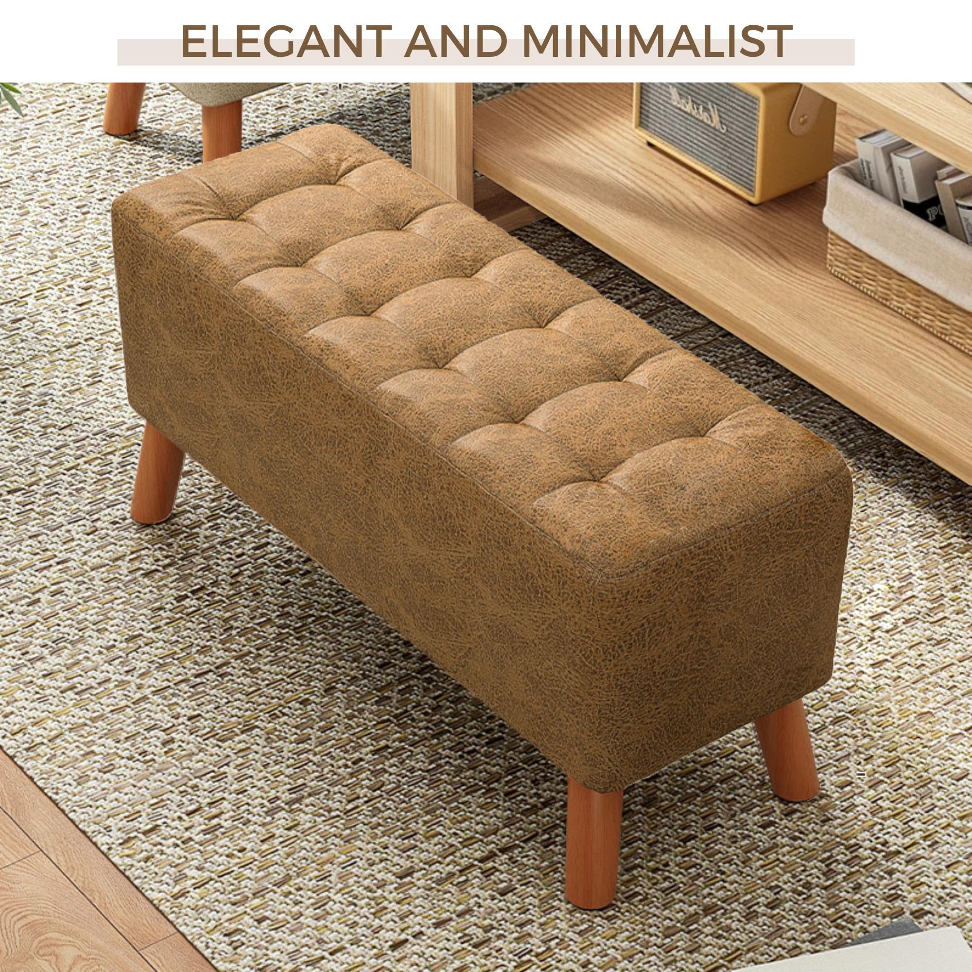 MAGIC SELECT 𝗕𝗮𝗻𝗰𝗼 𝗱𝗲 𝗧𝗼𝗰𝗮𝗱𝗼𝗿. Taburete Acolchado para Recibidor. Asiento Reposapiés para Hogar. Banqueta Tapizada con Patas Antideslizantes.80x34x28cm.