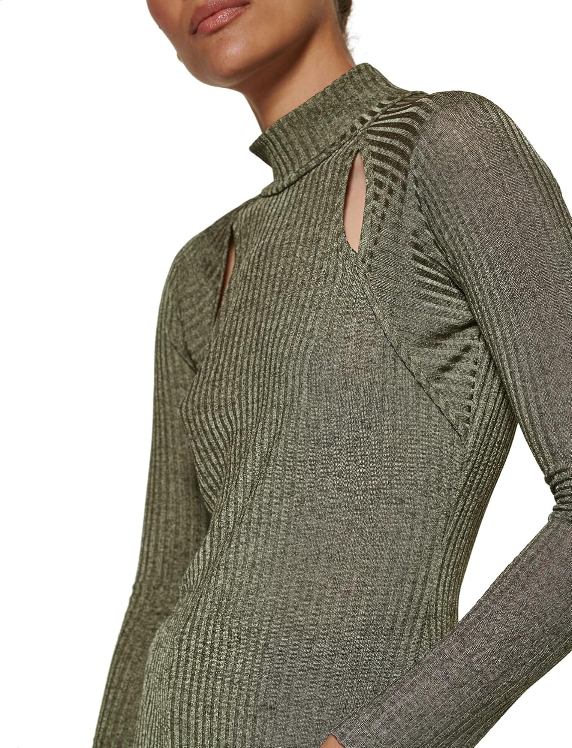 DKNY Womens Long Sleeve Cutout Knit Blouse - Image 4