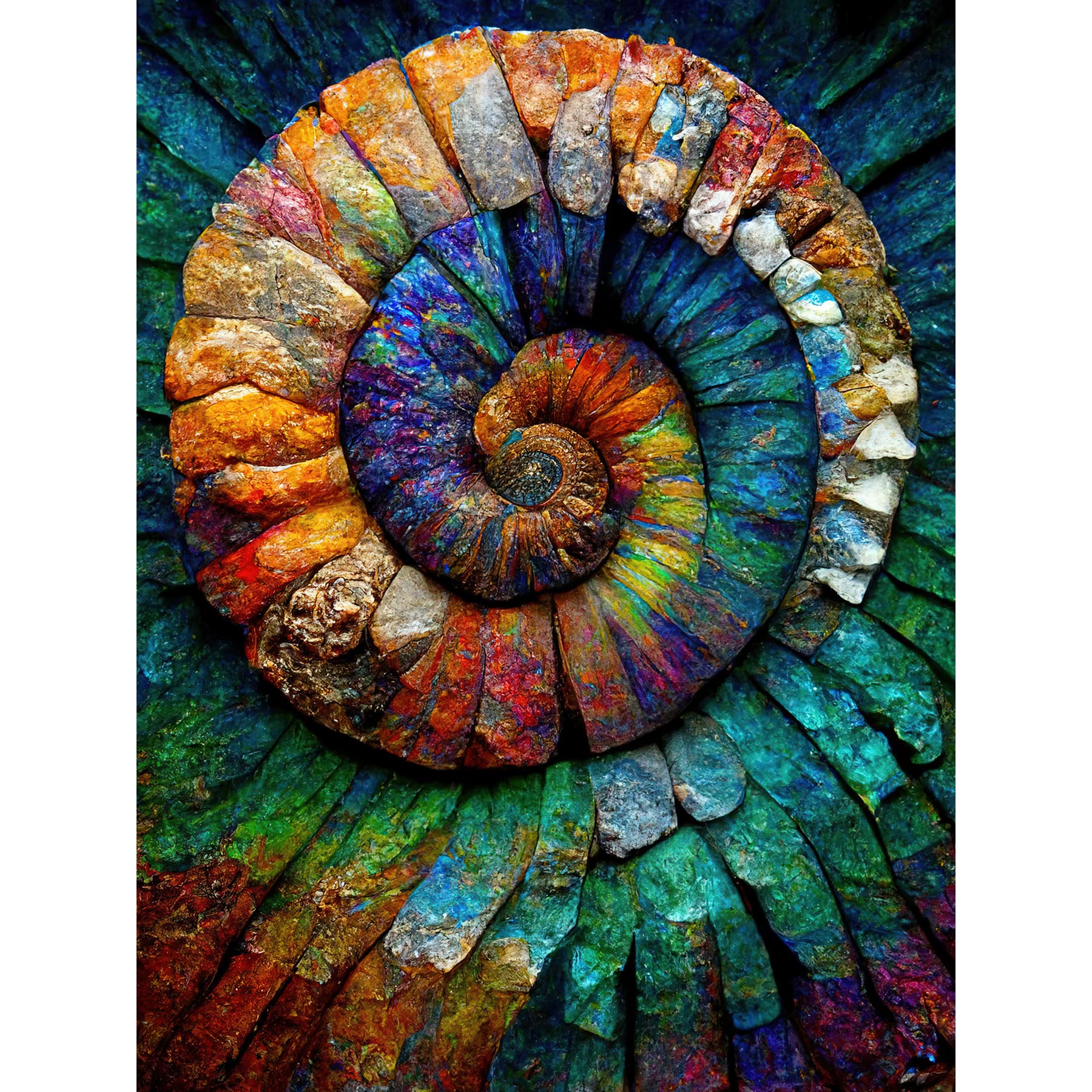 Doppelganger33 Ltd Unframed Paper 18X24 Bright Multicoloured Ammonite Fossil Large Wall Art Poster Print Thick Paper 18X24 Inch