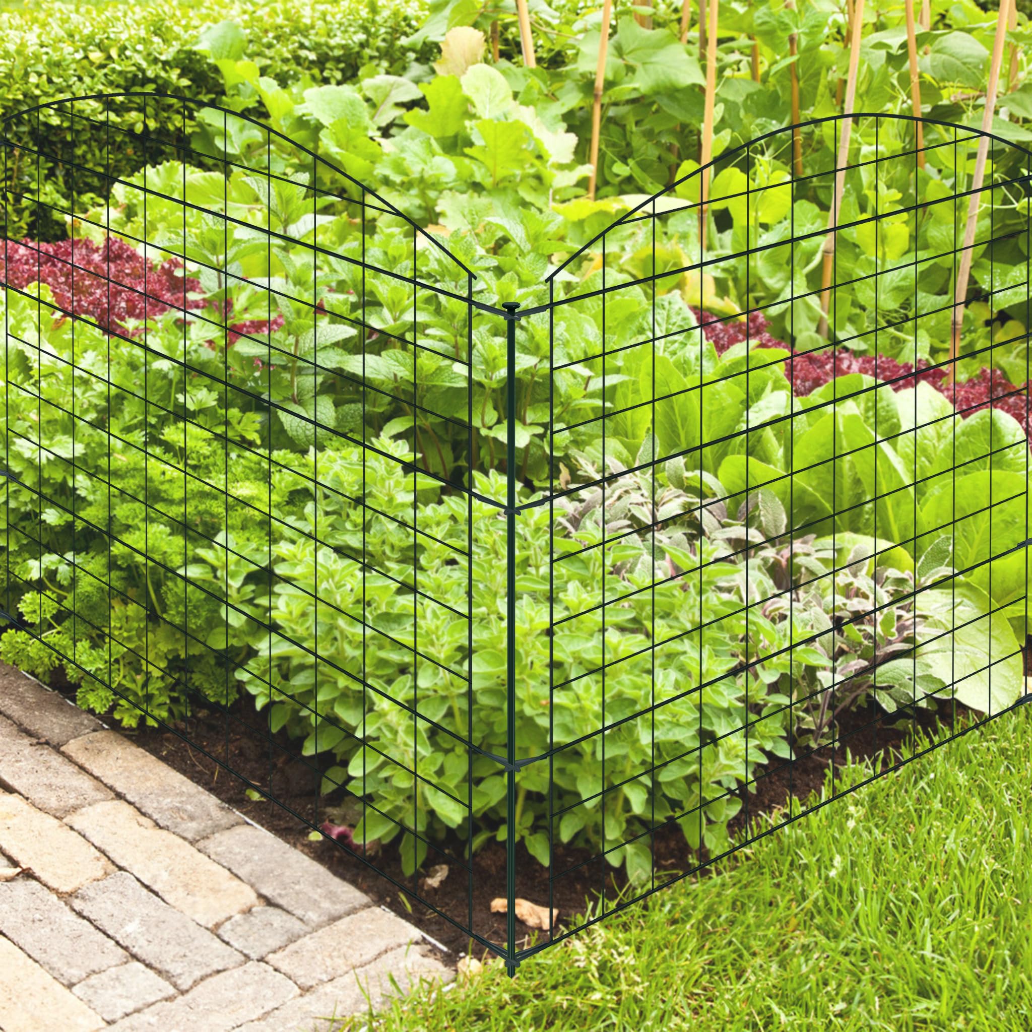 NAIZY Teichzaun Metall Gartenzaun Komplettset 10pcs Zaun Steckzaun inkl. 12 Befestigungsstäben Zaunelemente Freigehege Absperrzaun für Garten Tier Hunde (Type A)