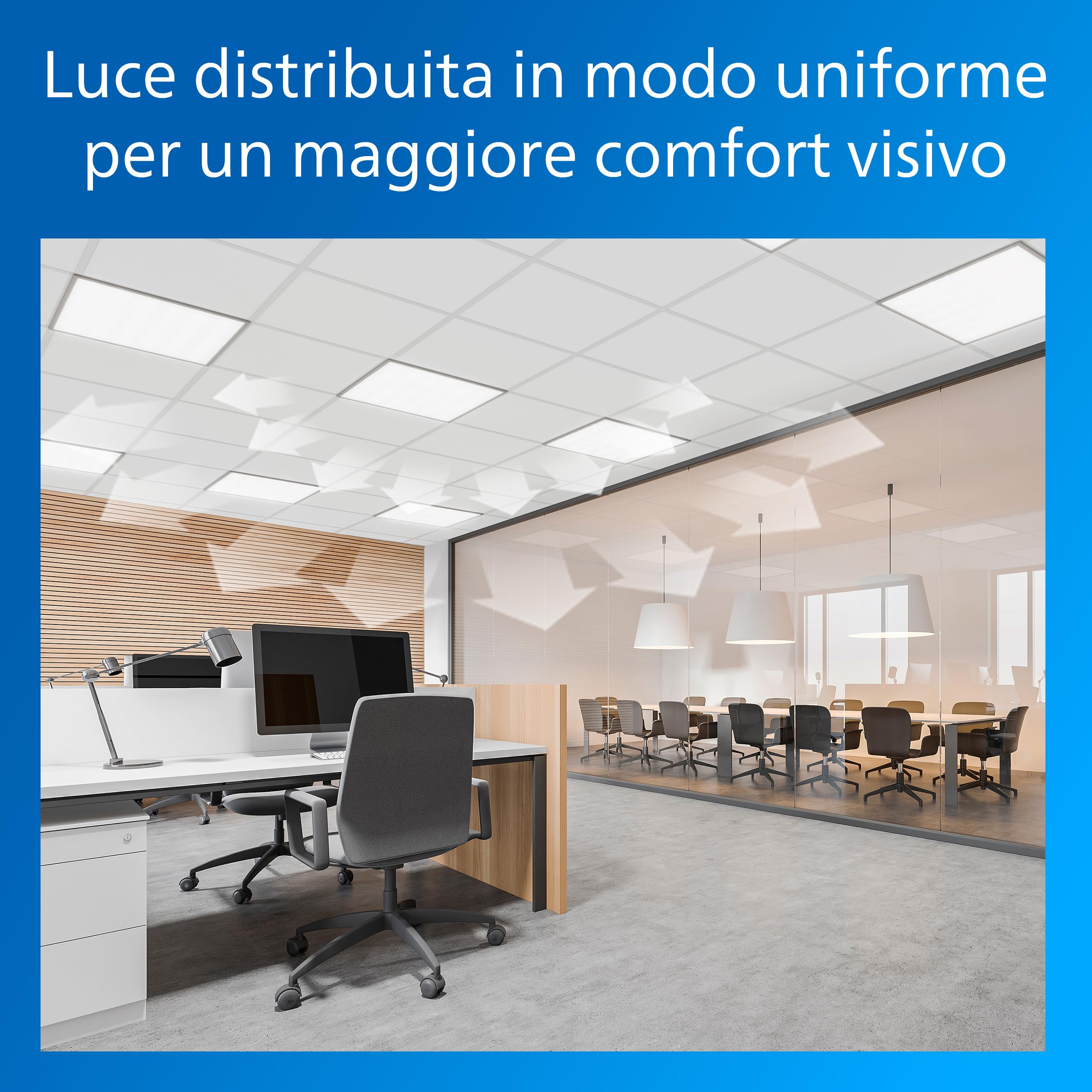 Philips Projectline Pannello LED 6060 | 3200 lm, 4000 K, Efficienza energetica ottima, Durata fino a 35000 ore, Per corridoi e aree di lavoro