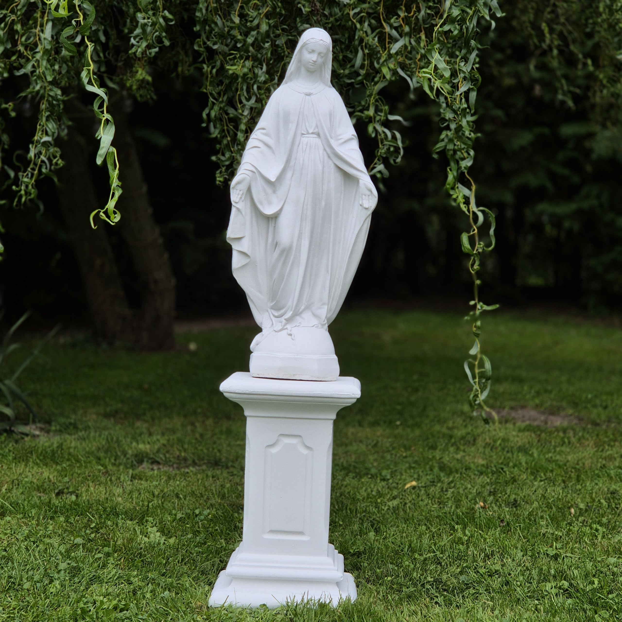FABRIQ Statua di Santa Madonna, grande Vergine Maria in pietra massiccia (altezza 63 cm, 16 kg), scultura cattolica per chiesa, giardino e casa, regalo religioso e madre di Dio