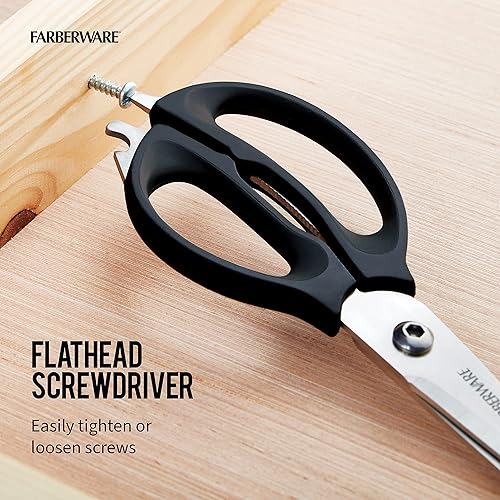 Miniatura 5 de Farberware Tijeras de cocina multiusos de acero inoxidable 4 en 1 con cubierta de cuchilla, color negro