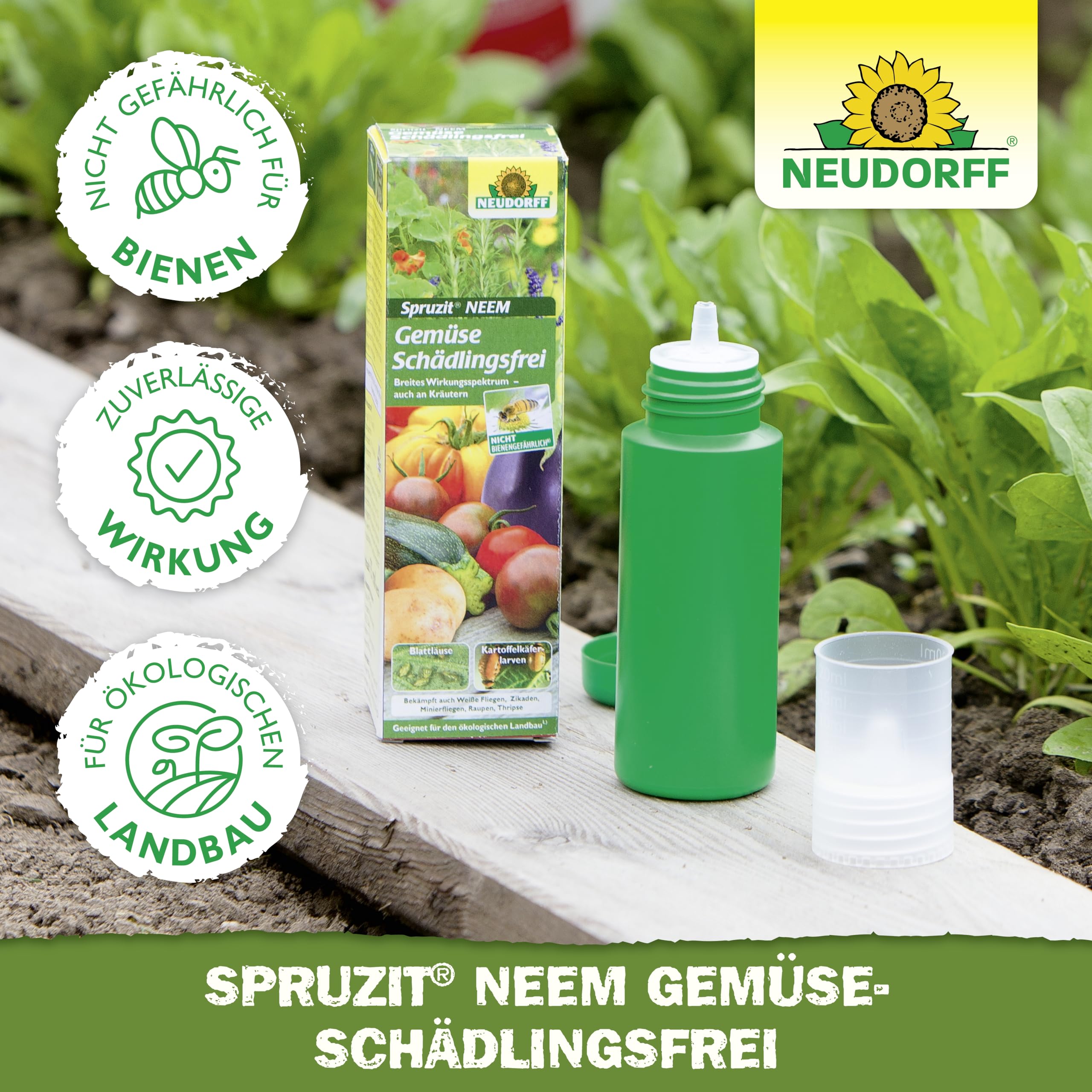 Neudorff Spruzit NEEM - Concentrato per la lotta contro parassiti come afidi, moscerini e bruchi su verdure ed erbe, 75 ml