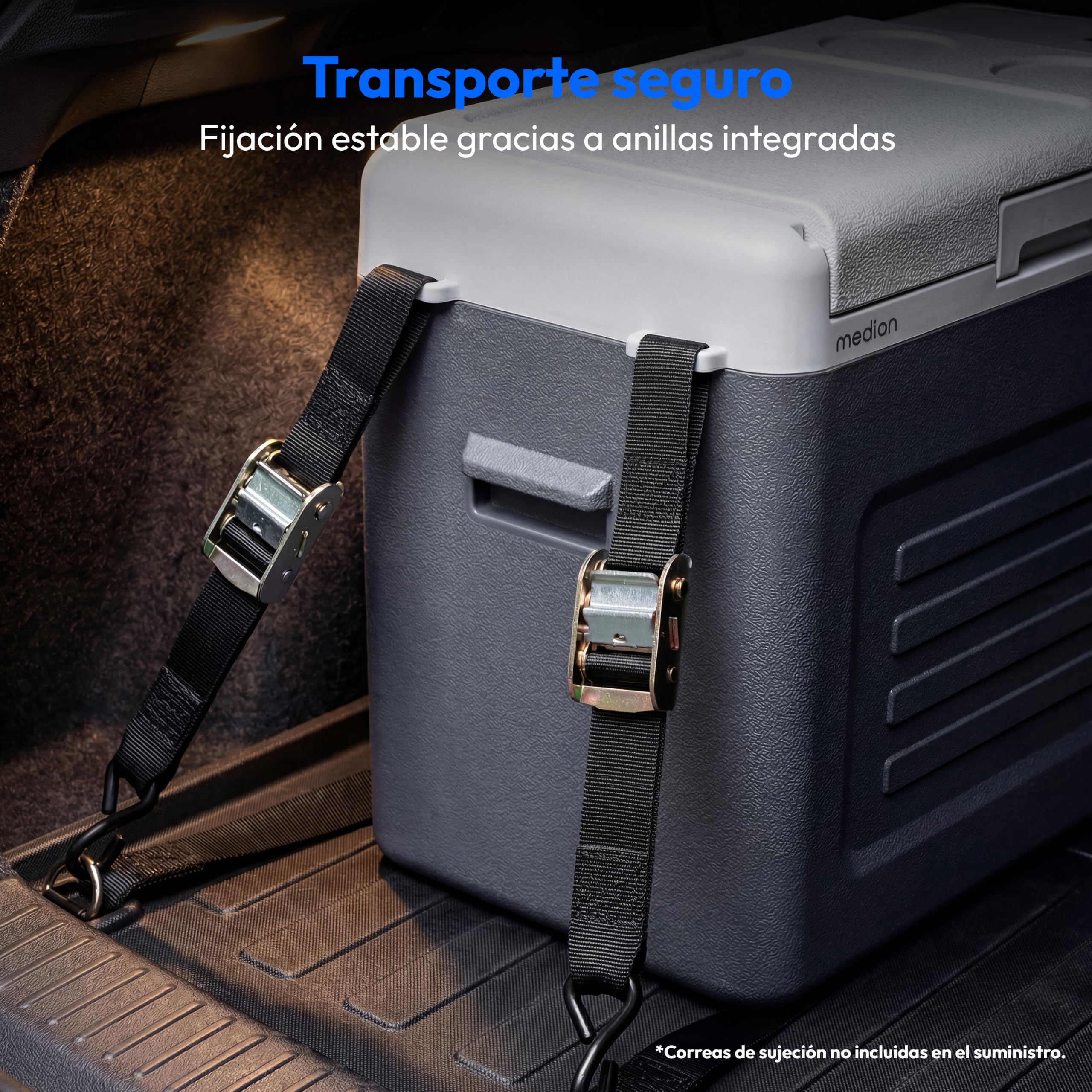 MEDION Nevera portátil con compresor 28 L, mini frigorífico eléctrico, 12 V 24 V 230 V adaptador coche camión camping barco festival, MD370027