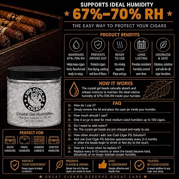 Joe Cool Cigar Crystal Gel Humidifier for Cigar Humidors - 4oz Jar