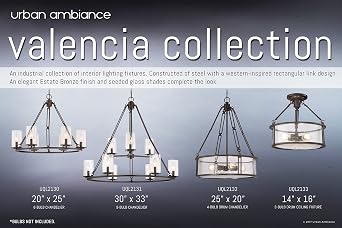 Urban Ambiance Luxury Industrial Two-Tier Chandelier, Large Size: 30 H x 33 W, with Western Style Elements, Rectangular Link Design, Elegant Estate Bronze Finish and Seeded Glass, UQL2131
