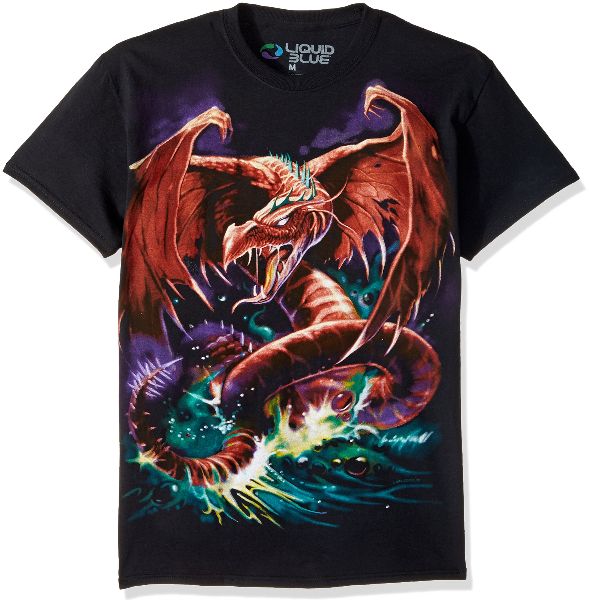 Liquid Blue - Camiseta de Manga Corta para Hombre (Talla Grande), diseño de fantasía, Color Azul - Negro - XX-Large