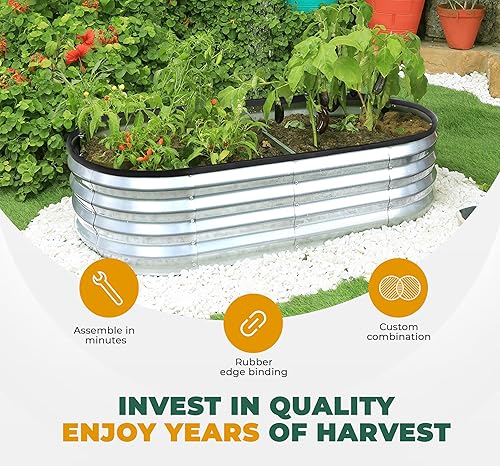 Miniatura 8 de Utopia Home Kit de cama de jardín elevada galvanizada de 6 x 2 x 1 pies, jardinera elevada para exteriores, cama elevada de metal de fácil montaje