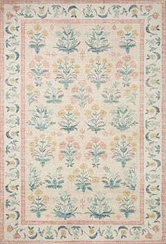 Loloi Rifle Paper Co Eden Collection EDE-01 Mughal Rose Blush 7-6 x 9-6 Area Rug feat CloudPile