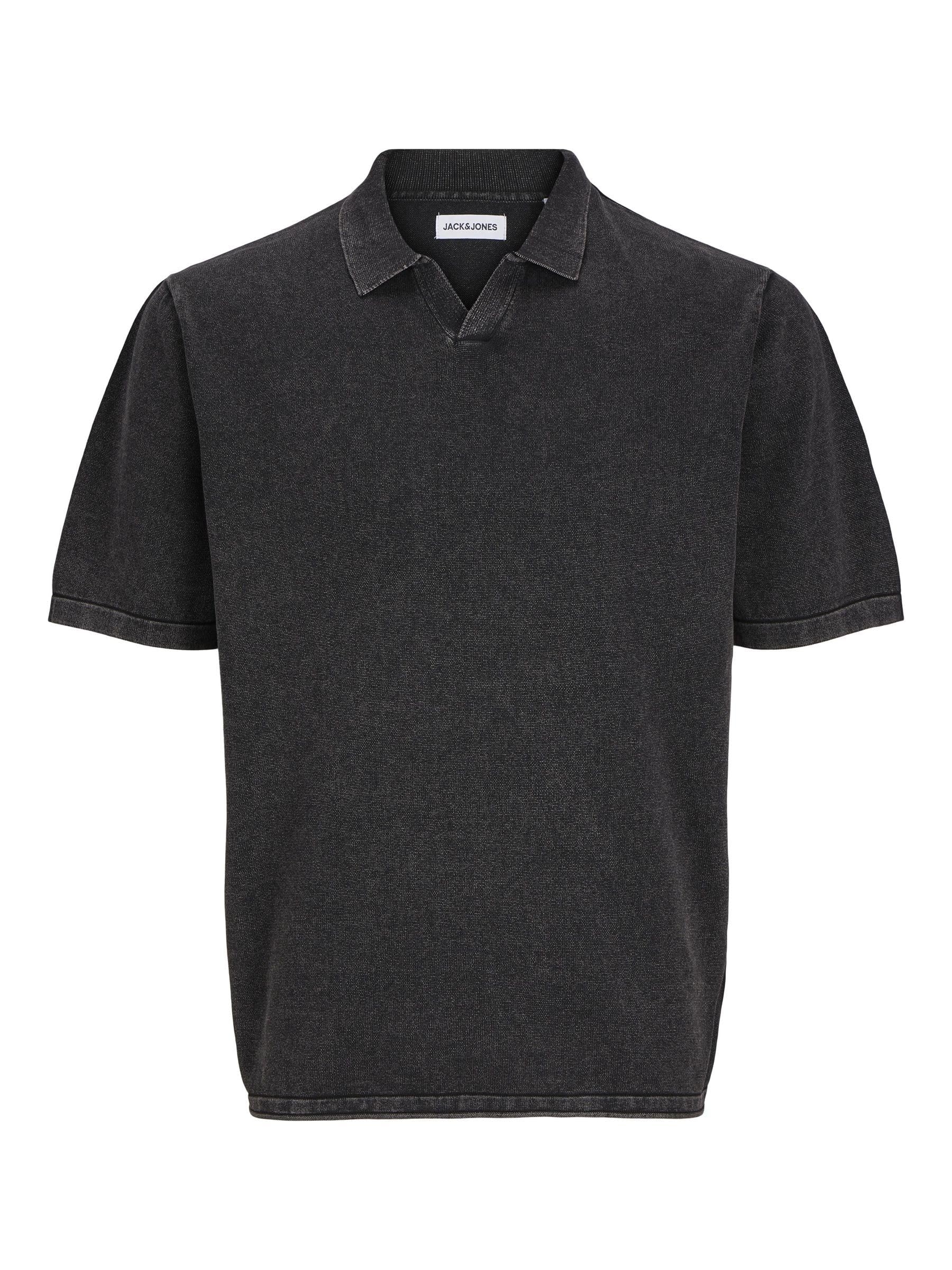 JACK & JONES JJELEO Knit Polo SS SN, Caviar, L